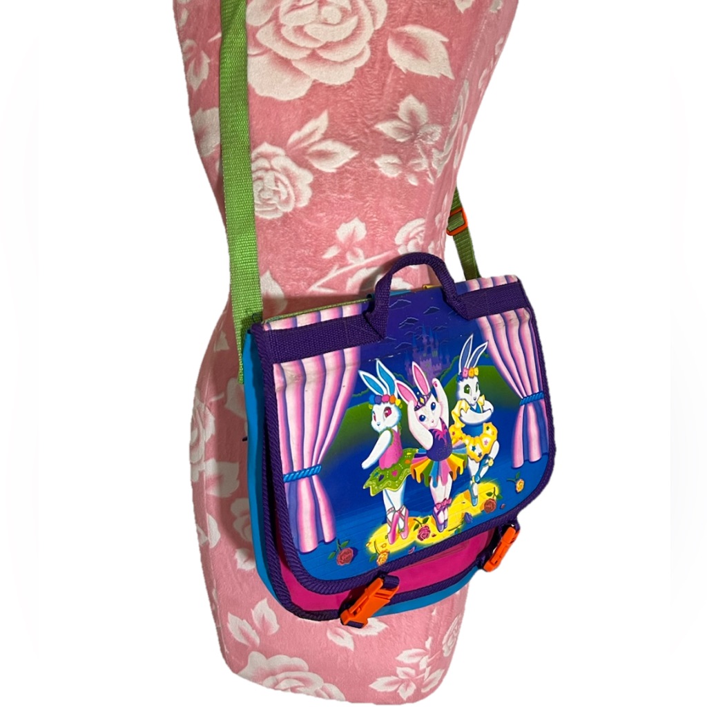Vintage 90s Lisa Frank Ballerina Bunny Adjustable Strap Backpack Bag Color Block